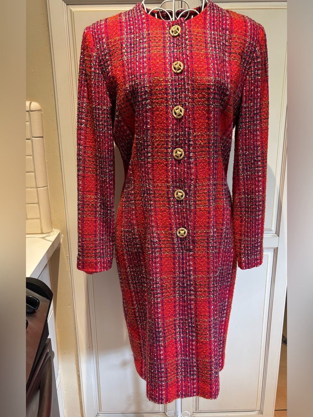 Santa Fe red tweed dress size 10